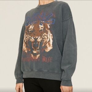 Anine Bing Gray Tiger Graphic Sweater